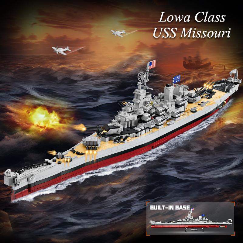 2228+pcs WW2 Military Model Blocks Warships Lowa Class USS Missouri Battleship Building Blocks MOC Classic Toy for Kids Boy Gift