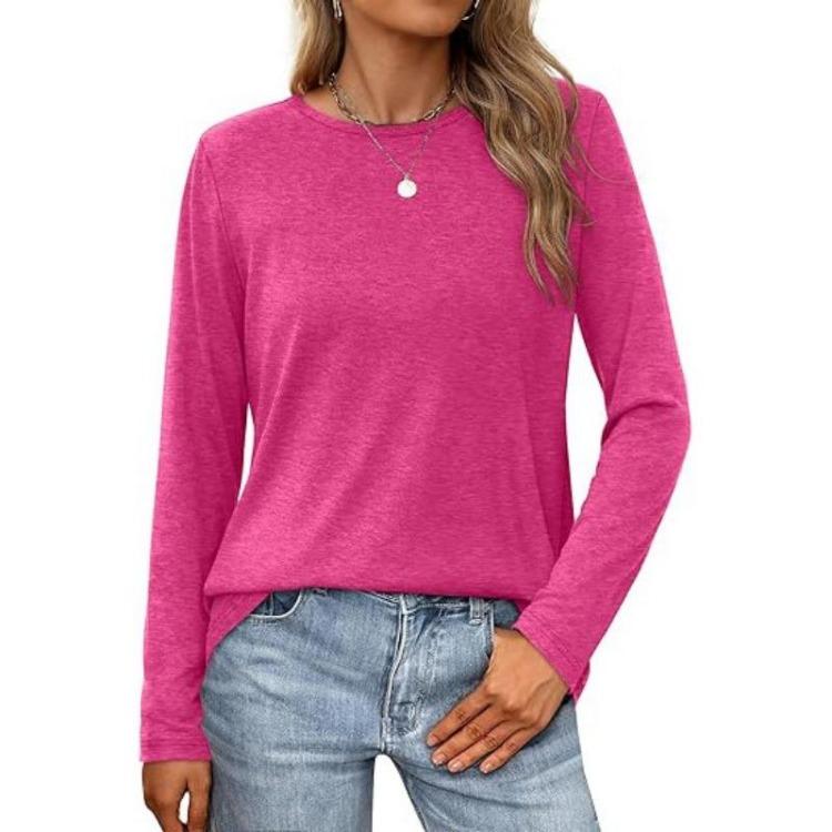 Casual Fashion Blouse Long Sleeve Round Neck Pullover Top Women