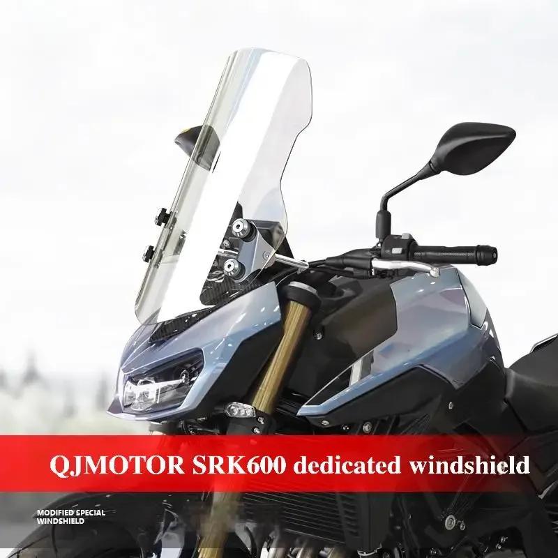 For QJMOTOR SRK 600/550 Motorcycle Windshield Screen Shield Windscreens Wind Deflectors Front Glass Increased Accessories
