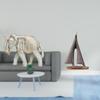 Hand Carved Wooden Elephant And Sailing Boat Decorative Art Figurine Souvenir for Bookshelf Room