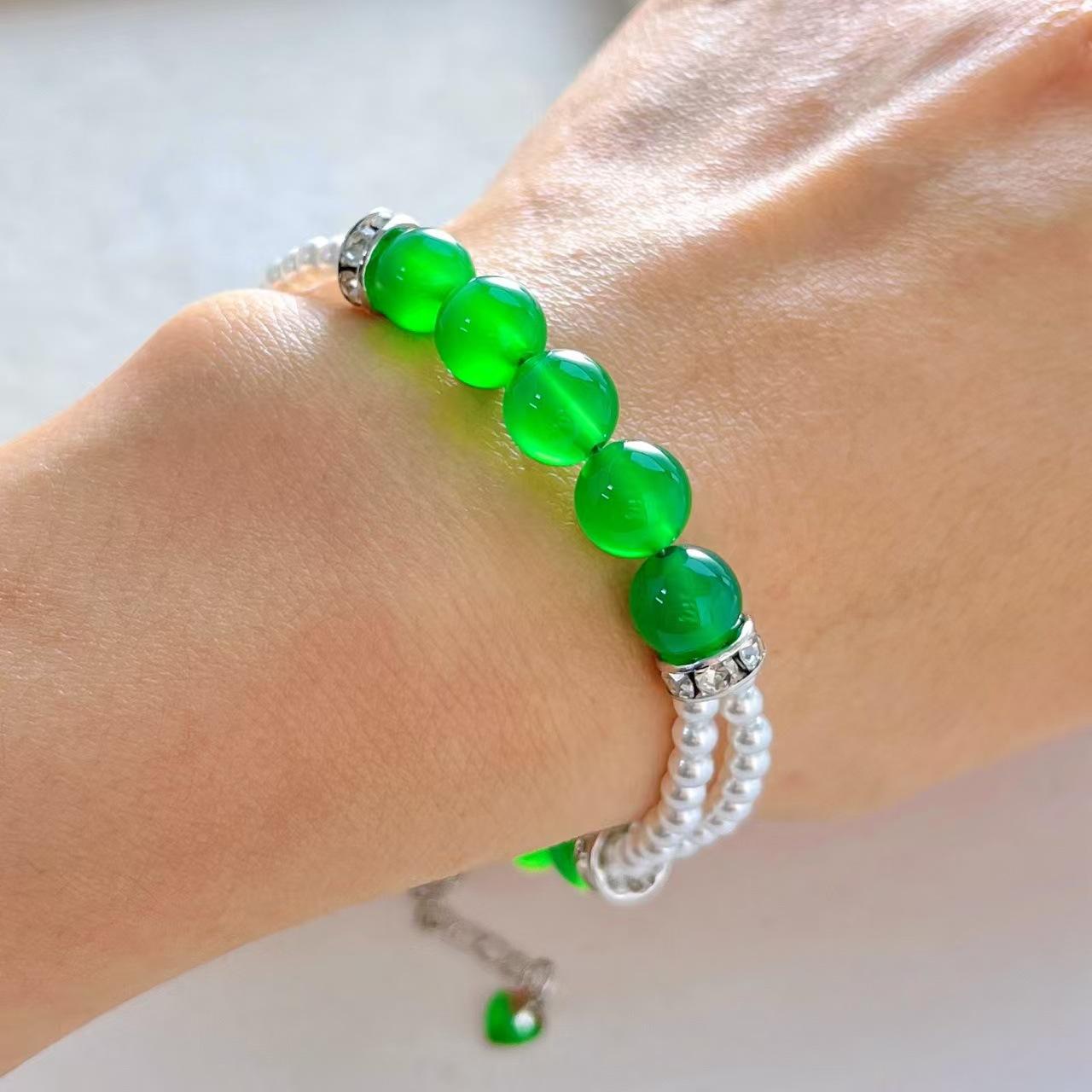 Design Sense Natural Chalcedony Artificial Crystal Pearl Bracelet Bracelet