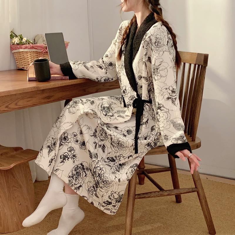 New Style Air Cotton Maternity Nursing Nightdress – Long Sleeve, Suitable for Autumn/Winter, Perfect for Postpartum/Breastfeeding