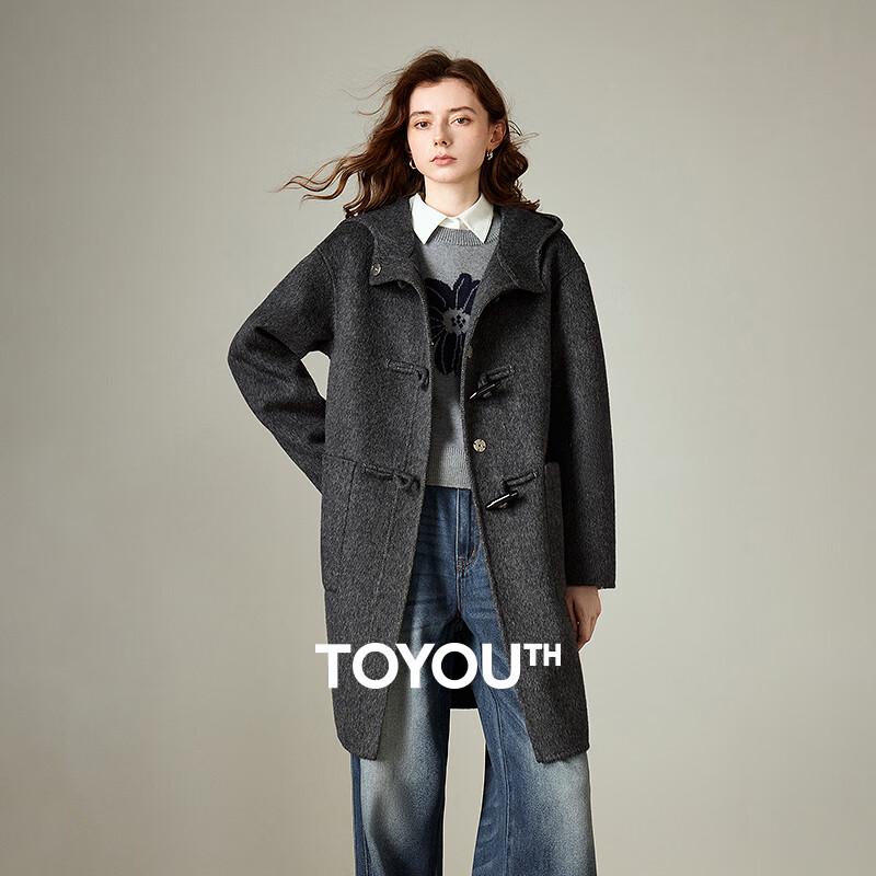 

Women s Retro Hooded Mid-Length Wool Blend Coat M