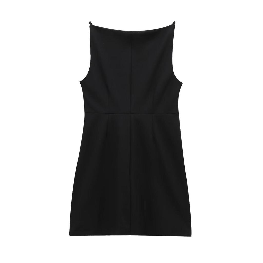 2025 Spring/Autumn Sleeveless Mini Dress with Bow Decoration - Cross-Border European & American Fashion