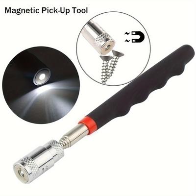 1 st Bärbart Magnetiskt Upplockningsverktyg Utdragbart Teleskopiskt LED Ficklampa Magnetisk Stång För Reparationsverkstad