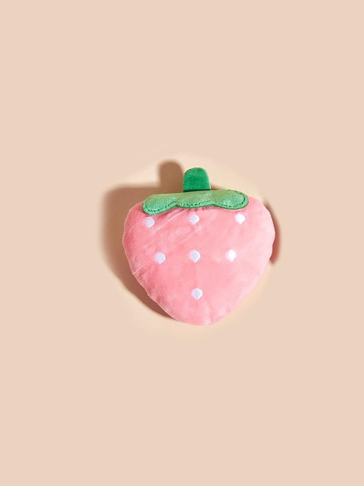 1pc Cute Strawberry Design Pet Grinding Teeth Plush Toy, Chew Toy For Dog Interactive Supply