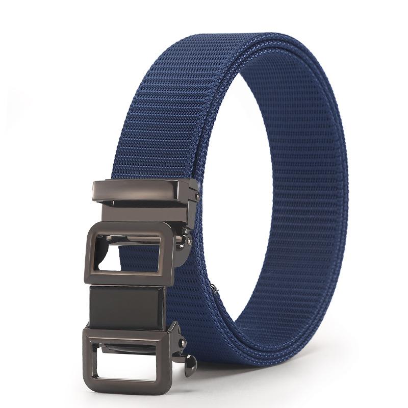 Belt Men'S Automatic Button Head Canvas Belt Medium Green Business Casual Simple Jeans Belt