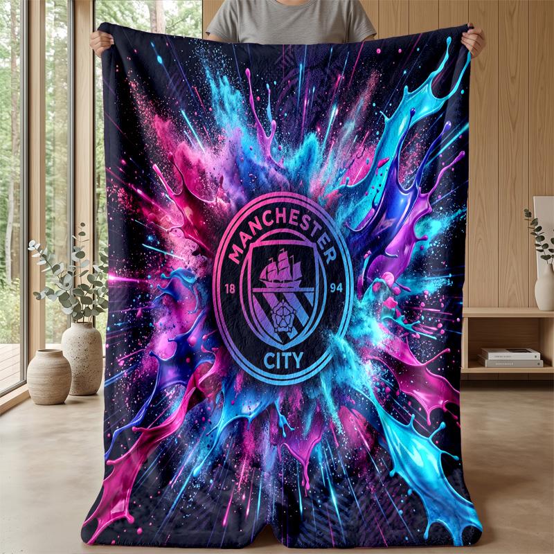 Coperta a tema Manchester City Morbida coperta in flanella Coperta morbida da divano Coperta accogliente per divano e letto per la decorazione della casa