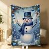 Cartoon Snowman Xmas Pine Gift Throw Blanket For Living Room Sofa Daily Leisure Birthday Anniversary Winter Family Gift