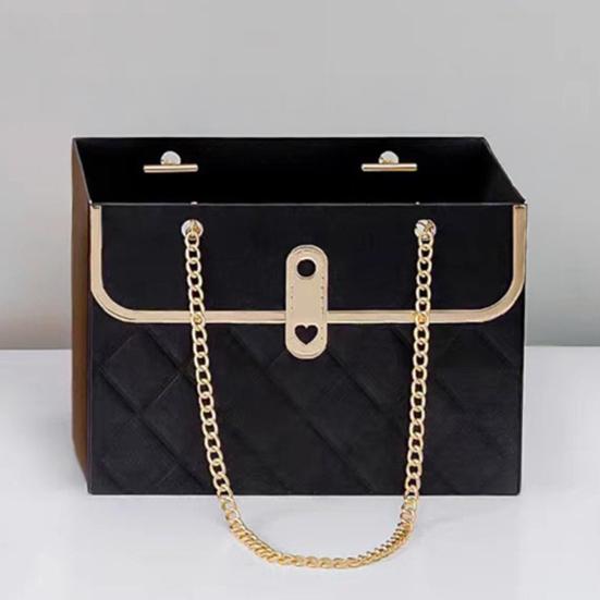 Papírová dárková krabička s květinami a kovovým řetízkem, kbelík na ukládání kytic, malá floristická kabelka, dárková řemeslná obalová taška pro svatební oslavu, Valentýna, narozeniny