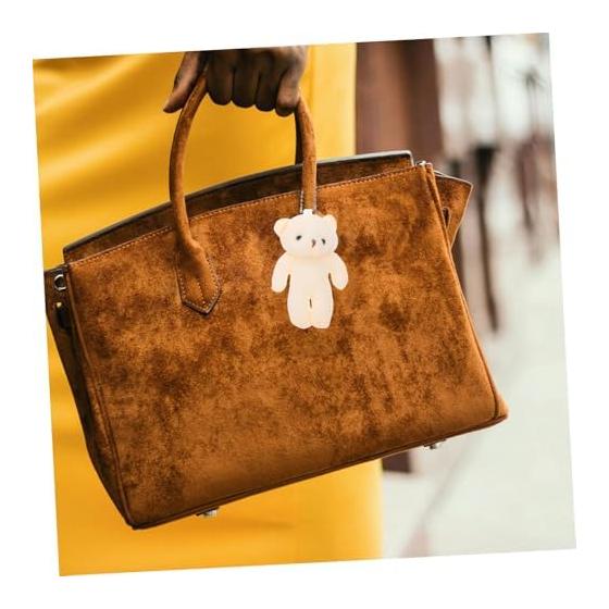 EXCEART Mini Bear Plush Small Bears 10pcs Mini Animal Decorations Bear Hanging Ornament Keychain for Kids Small Cloth Cute Handmade Beige