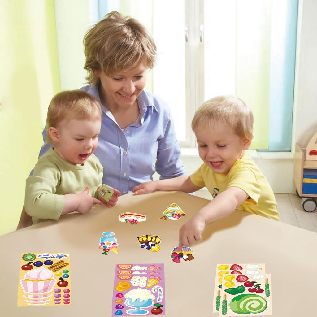 8 Photos/set of Dessert Cake Graffiti Stickers Cartoon Cute Children Reward Puzzle DIY Early Education Puzzle Stickers