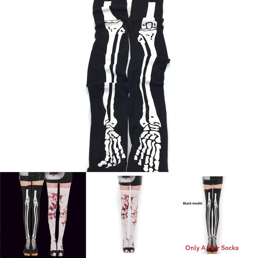Halloween Blood Dripping Skeleton Socks With Cotton Fabric For Cosplay Costume Accessories