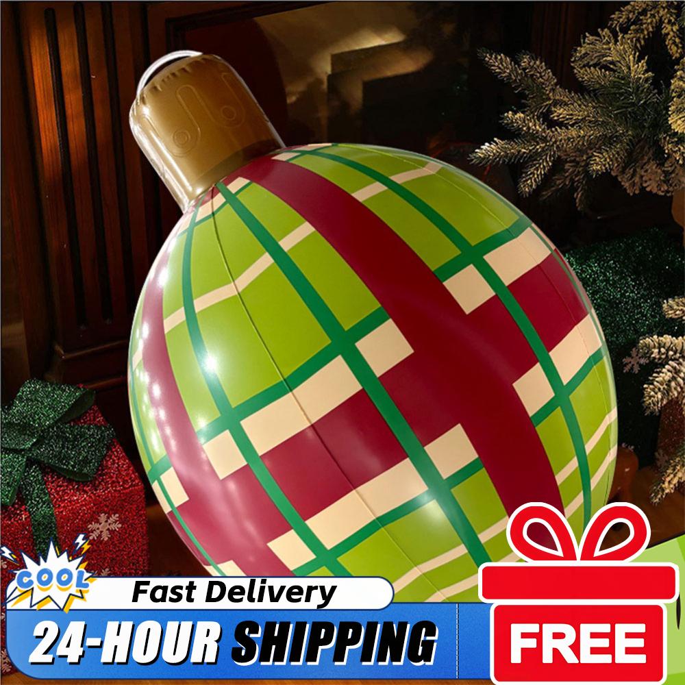 60cm New Inflatable Christmas Ball Giant Inflatable Christmas Ball New Years Christmas Ornaments Outdoor Christmas Holiday Decor