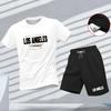 Nuovo set sportivo estivo da uomo, T-shirt a maniche corte e pantaloncini due pezzi, abbigliamento casual traspirante e ad asciugatura rapida.