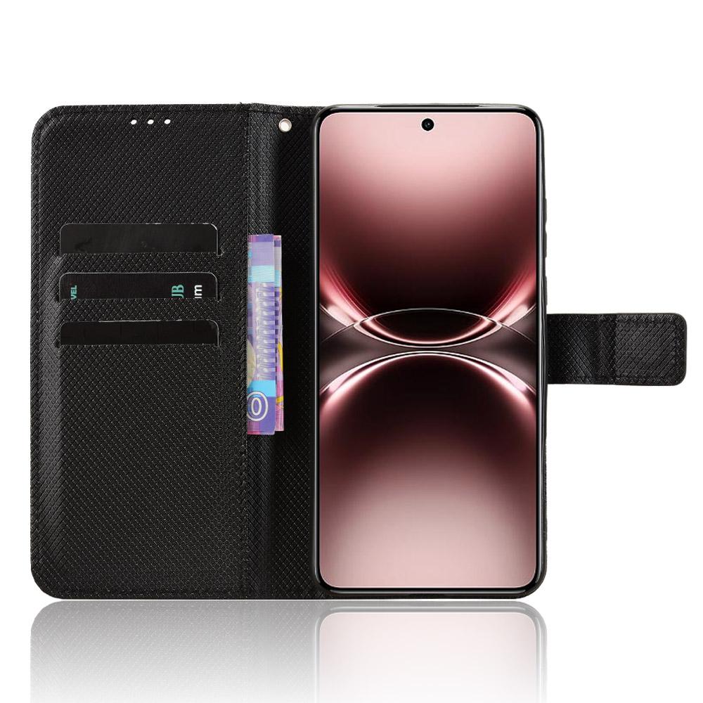For Vivo X200 Ultra 5G Leather Wallet Case with Strap Diamond Texture Phone Cover