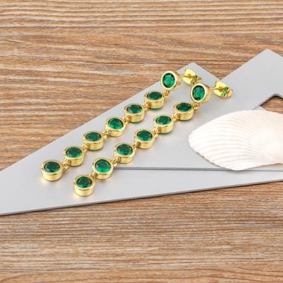

Nidin Light Luxury Shine Zircon White/Green Color Tassel Drop Earrings For Woman Korean Fashion Jewelry Goth Elegant Accessories