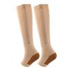 Women's Open-Toe Compression Zipper Socks - Elastic Calf Support 