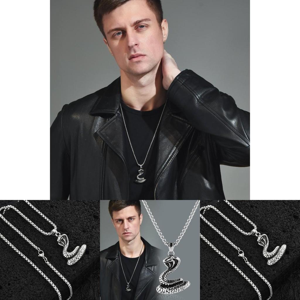 Vintage Snake Fashionable Pendant Necklace For Men Distinctive Zodiac Jewelry Unisex Accessory Style