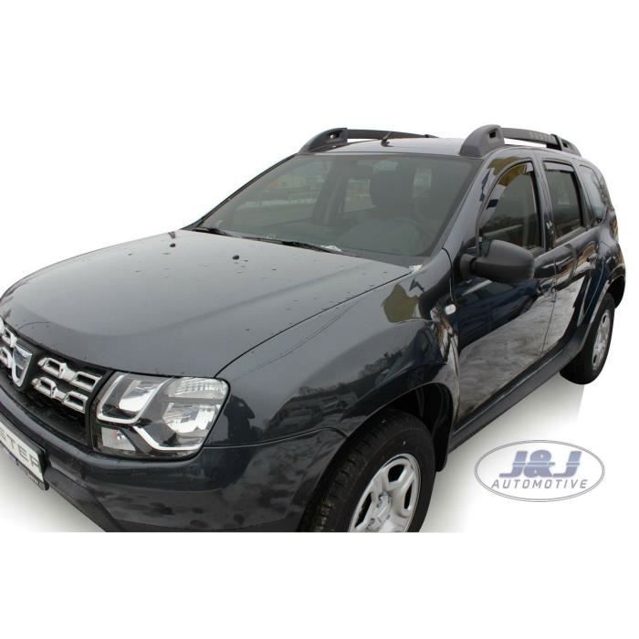 J&amp;J AUTOMOTIVE Déflecteurs d'air pour Dacia Duster 2010-2017 4pcs Fumé Acrylique renforcé - Installation facile