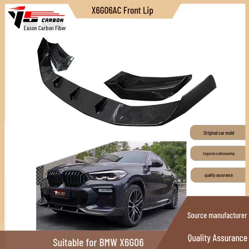 Compatible with 2020-IN BMW X6 G06: AC Style Carbon Fiber Front Lip Splitter Spoiler.