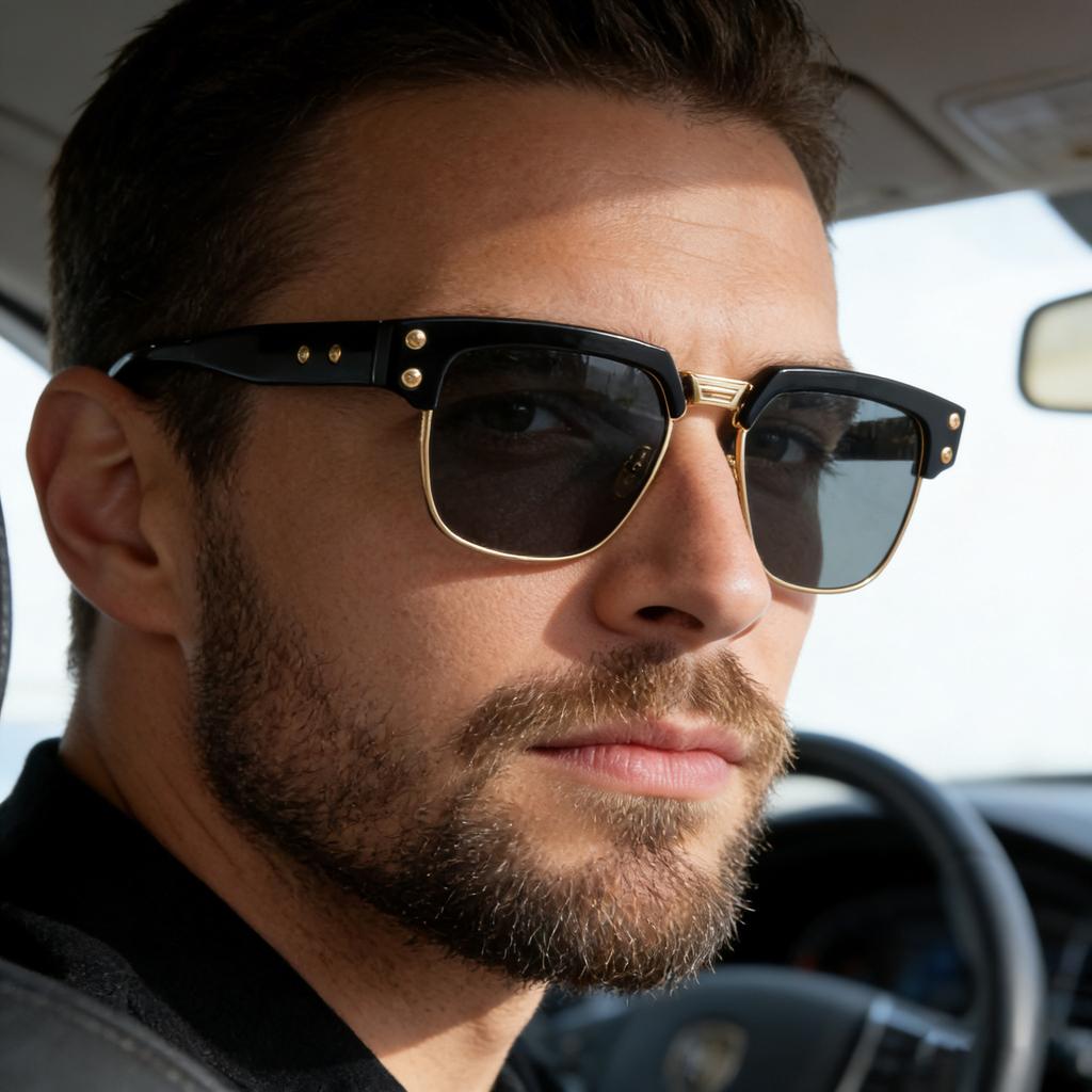 New European and American box polarized sunglasses for men driving personalized retro advanced sunscreen sunglasses for men