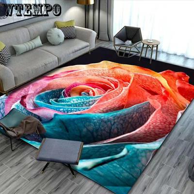 Flower Patterned Carpet Retro Printed Abstract Carpet Living Room Coffee Table Mat Home Room Carpet Mat