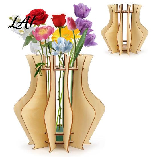 Elegant Desktop Flower Stand Wooden Puzzle Vase Arrangement Display for Placing Flowers & Decorative Artificial Flowers Suitable Decorating