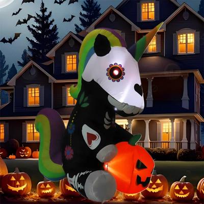 Inflatable Toy Skull Unicorn Halloween Inflatable Model Luminous Inflatable Model Halloween Atmosphere Decoration Model