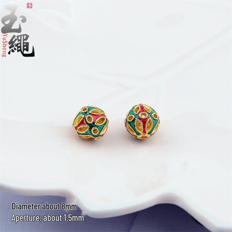 Ancient Gold Enamel Hollow Beads for DIY Bracelets & Necklaces