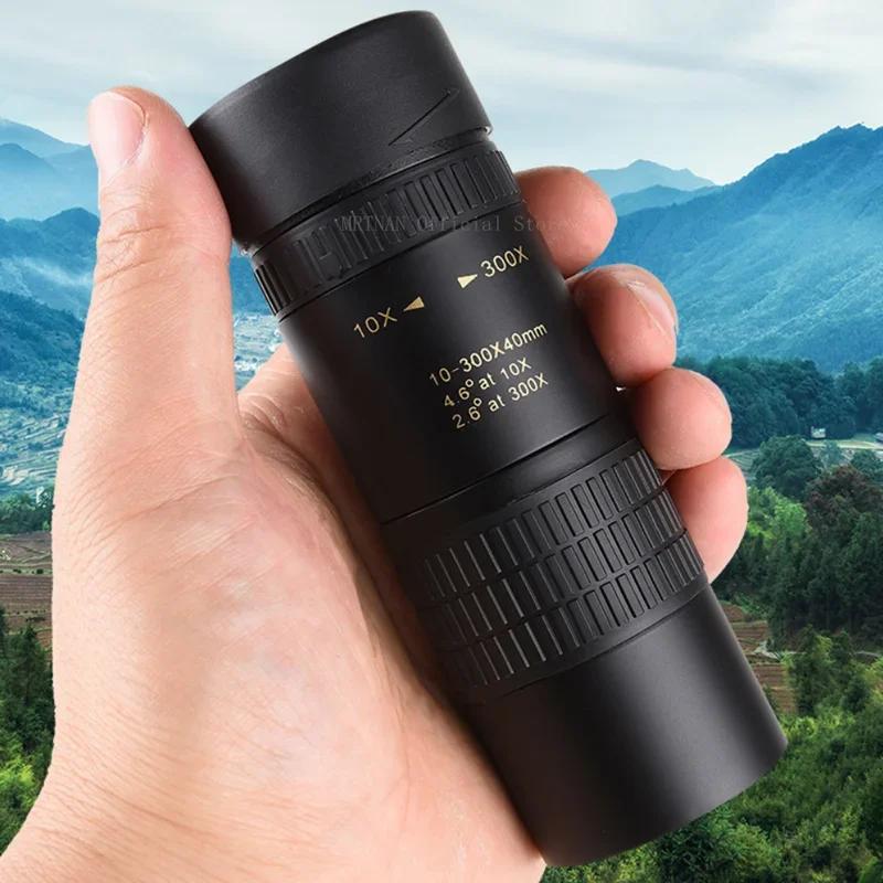 High Definition 10-300x40 Monocular Telescope With Phone Holder For Bird Watching Hunting Camping Travel Powerful Zoom Monocular