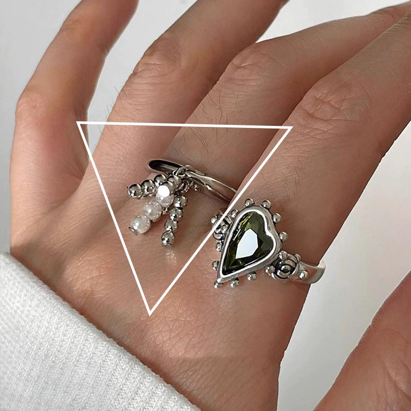 PANJBJ 925 Silver Geometry Crystal Ring For Women Ellipse Exaggerated Punk Water Drop Open Jewelry Gift