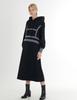 FREAKS BY KIMTAEHOON Cotton Spandex Terry Bag Brushed Fleece Structured Color Block Rib Detail Hooded Midi Dress _Black