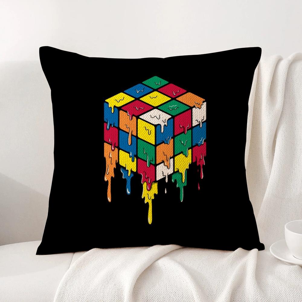 Game RRubik CCube Cushion Cover Natural Linen Organic Fabric DoubleSided Printing Sofa Home Decor Breathable Bed Pillow