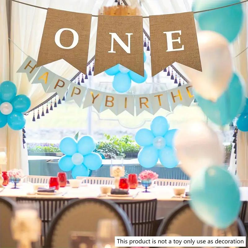 First Birthday Banner with ONE Text Garland Style Decoration for Infant Boys and Girls Perfect As Party Decor Memorial Keepsake