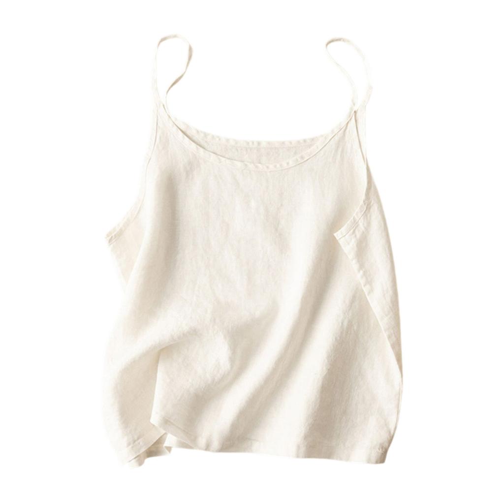 Dámské minimalistické vintage volné bavlněno-lněné tílko bez rukávů spodní vrstva