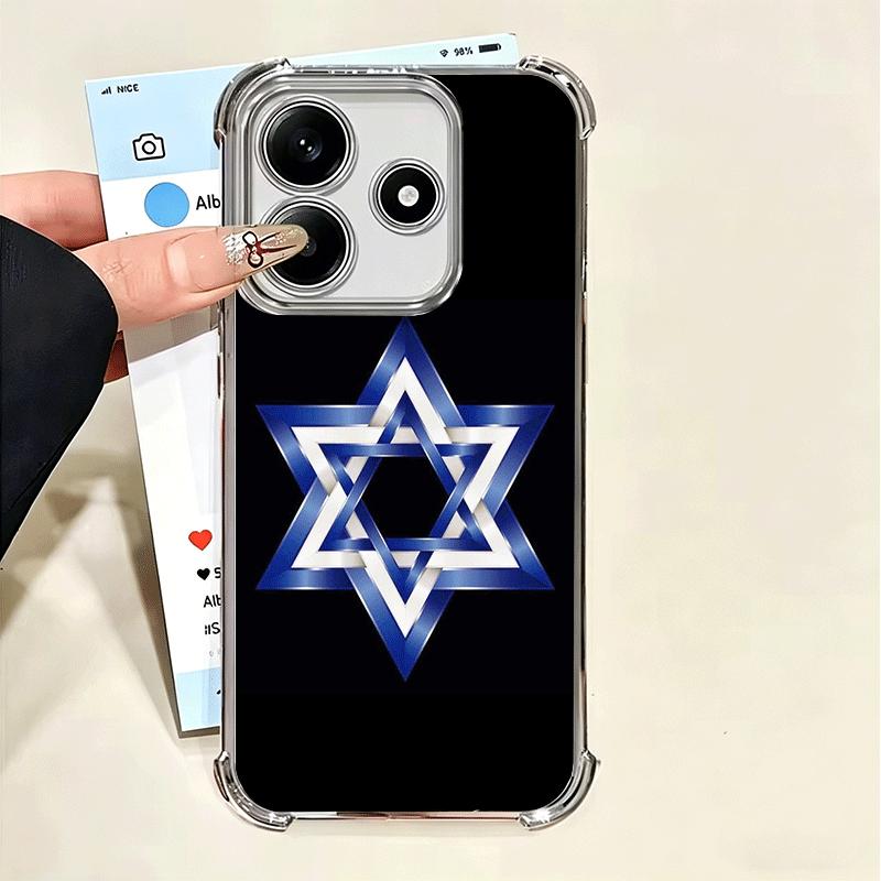 David Jewish Star Symbol Plating Phone Case For Xiaomi Poco X5 X6 X7 X8 Pro Max F8 Ultra F7 M8 M7 M5S Redmi 15C 15 14C 13C 13 X3