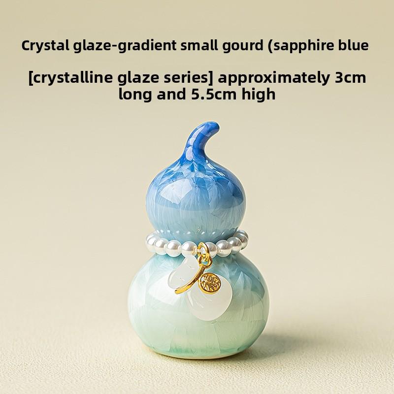 Ugnsväxlande kristallglasyr liten kalebass gradvis förändring keramiskt telek kontor hem skrivbord te husdjurs prydnad