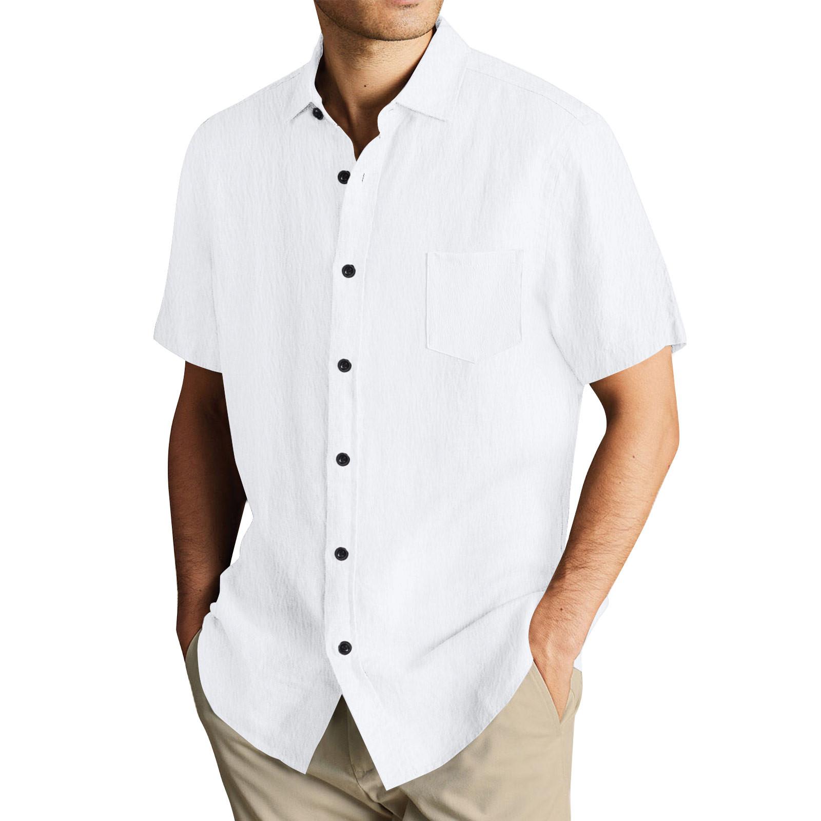 

Гавайская рубашка для мужчин, мужские винтажные рубашки для боулинга на пуговицах, летняя пляжная рубашка с коротким рукавом XL белый