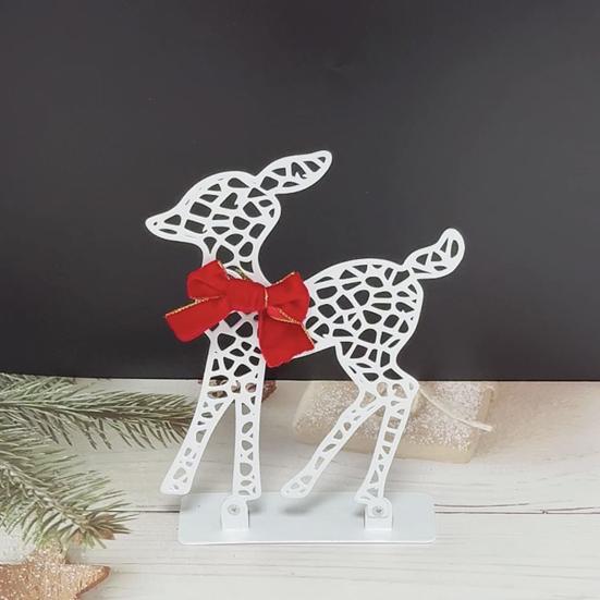 Julelysende Reinsdyrdekorasjon LED-belyst 2D Jernhjortfamilie for Gårdsplass Terrasse Plen Hage Hjem Skrivebordsdekorasjon