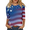 Women's Fashion Casual Round Neck 3/4 Sleeve Loose Printed T-Shirt Ladies Top