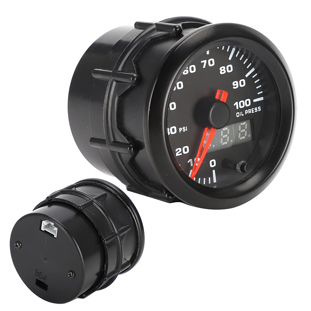 Mechanical Hydraulic Gauge, 2 Inch 52mm Car Hydraulic Gauge Pointer with 7 Color Digital LED Meter Sensor