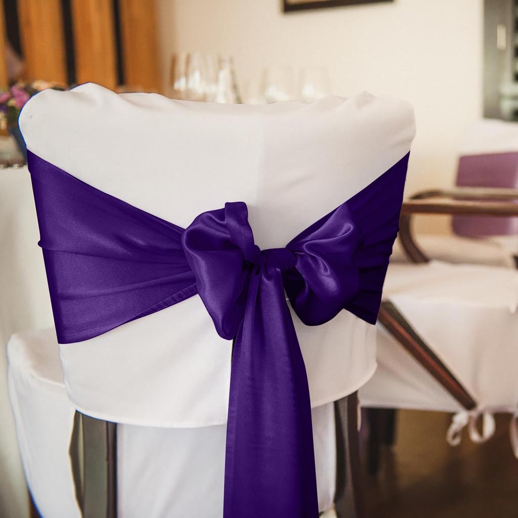 Quimoy 12 Pack Purple Satin Table Runner 12 x 108 Inch, Table Runner for Party Wedding Banquet Birthday Graduation Decoration, Bright Silk Smooth