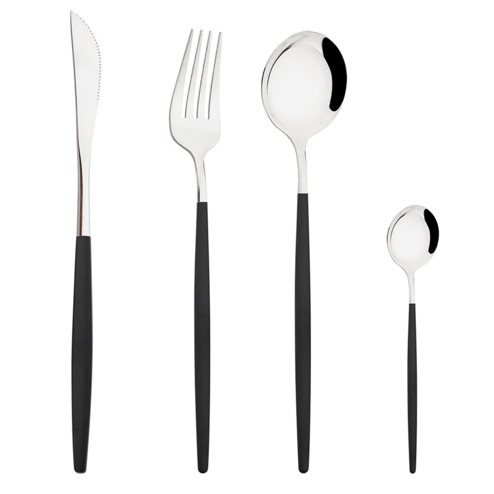 Western Purple Silver Tableware New Dinnerware Set 4Pcs Stainless Steel Kitchen Knife Fork Spoon Complete Cutlery Flatware Set