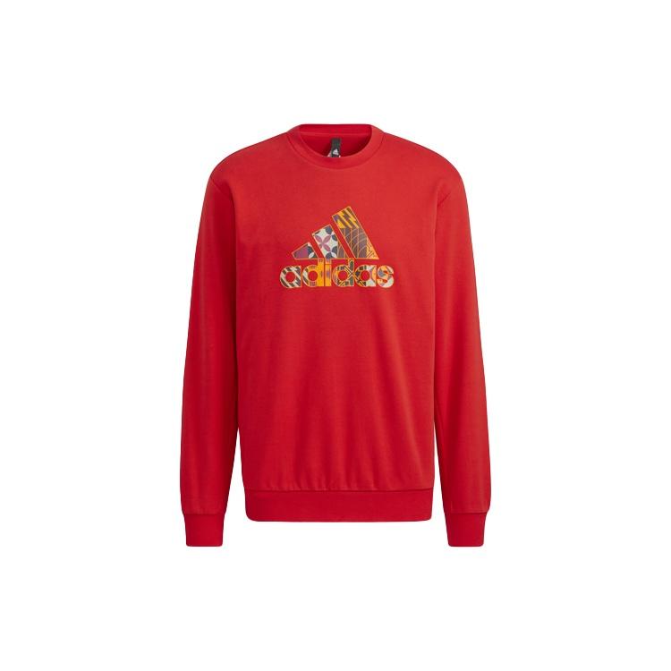 Men s adidas Cny Gfx Crew1 Limited Logo Printing Sports Round Neck Pullover Red HI3289 M