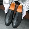 New Men's Fashion Black Brown Slip On Leather Shoes Male Loafers Wedding Prom Homecoming Footwear Zapatos Hombre
