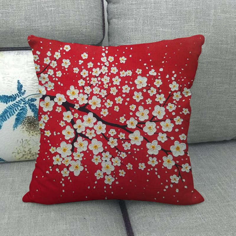 Retro Oil Painting Money Tree Digital Printing Short Plush Pillow Covers For Car Sofa Office Cushion Cover Home Goods 60X60Cm