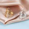 Teamer Hollow Flower of Life Women's Rings Adjustable Stainless Steel Open Rings Wedding Anniversary Jewelry Mother Day Gift
