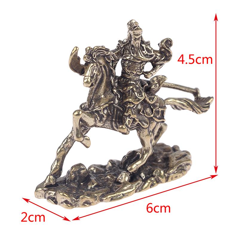 Brass God Of Wealth Riding Horse Guan Gong Statue Home Decoration Accessories