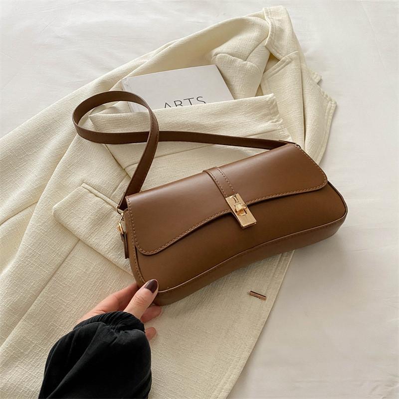 Elegant Pu Leather Shoulder Bag 2024 Summer New Trendy Small Square Underarm Bag